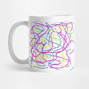 Random colorful lines in greens purple blue and yellow Mug